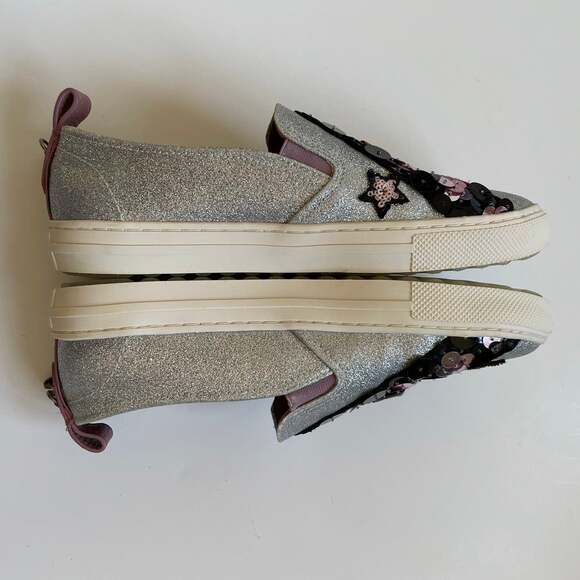Coach Route 41 Sequin Silver Glitter Pull On Sneaker - Picture 6 of 12